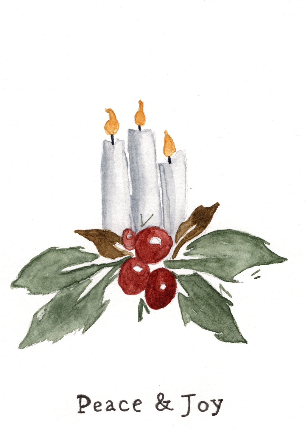 Peace & Joy- *Framed* Watercolor Art Print 5x7"