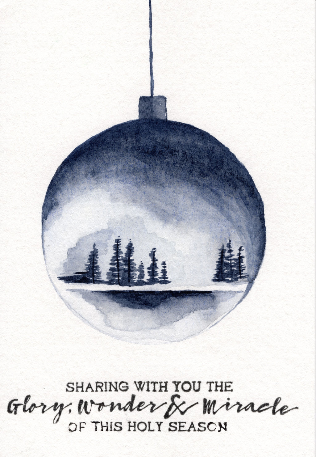 Blue Ornament - *Framed* Watercolor Art Print 5x7"