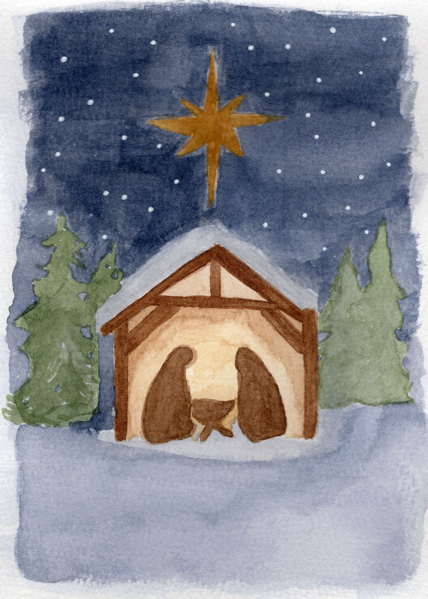 Nativity Scene - *Unframed* Watercolor Art Print 5x7"